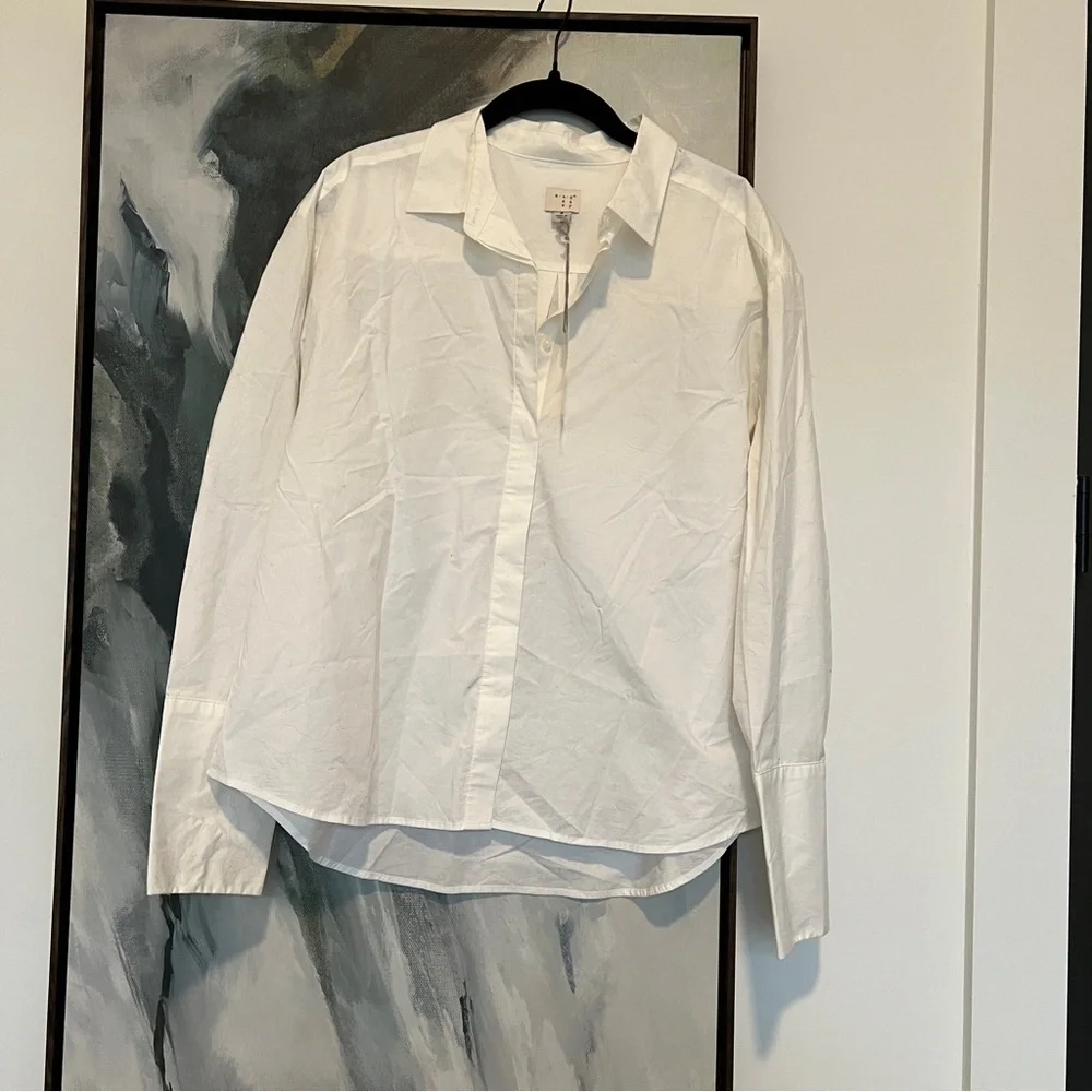 A new day white long sleeve button down shirt M - Picture 1 of 4